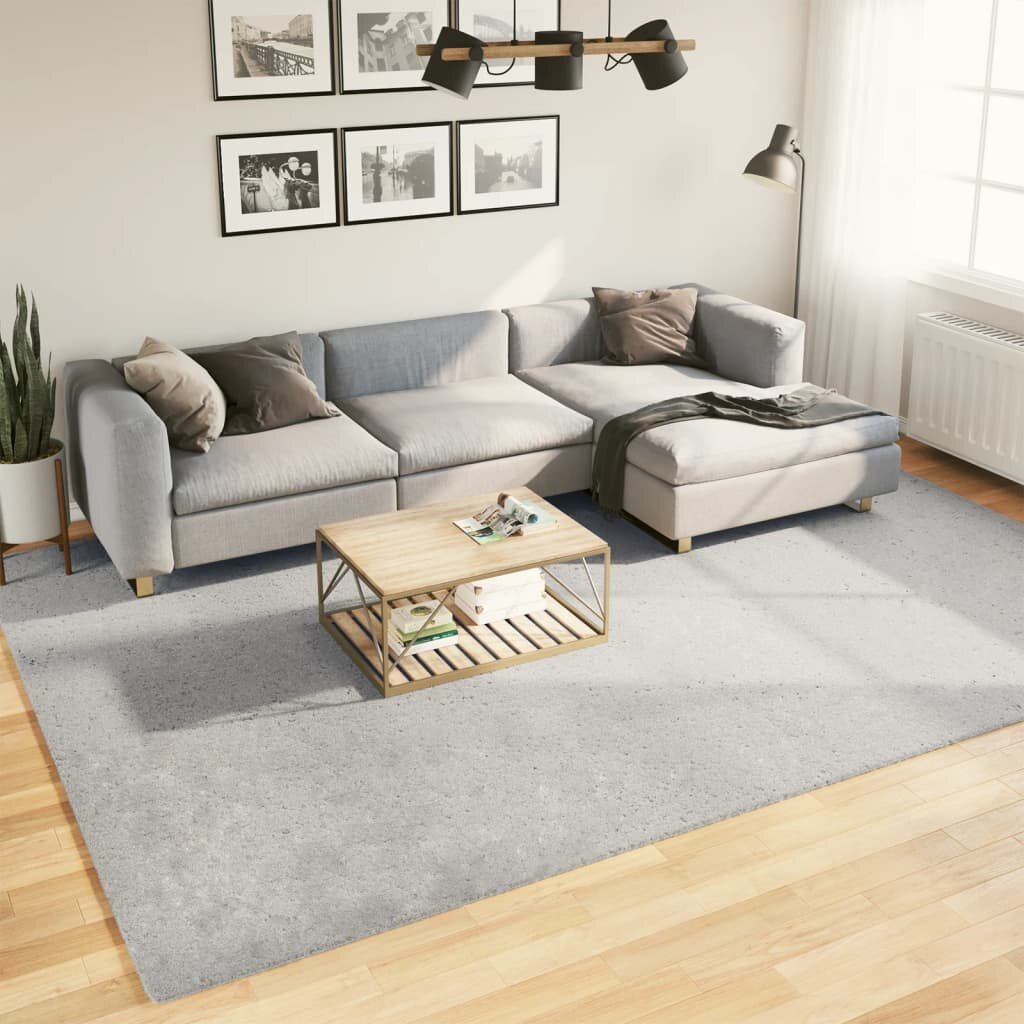 vidaXL Килим HUARTE с къс косъм мек и миещ се сив 240x340 см