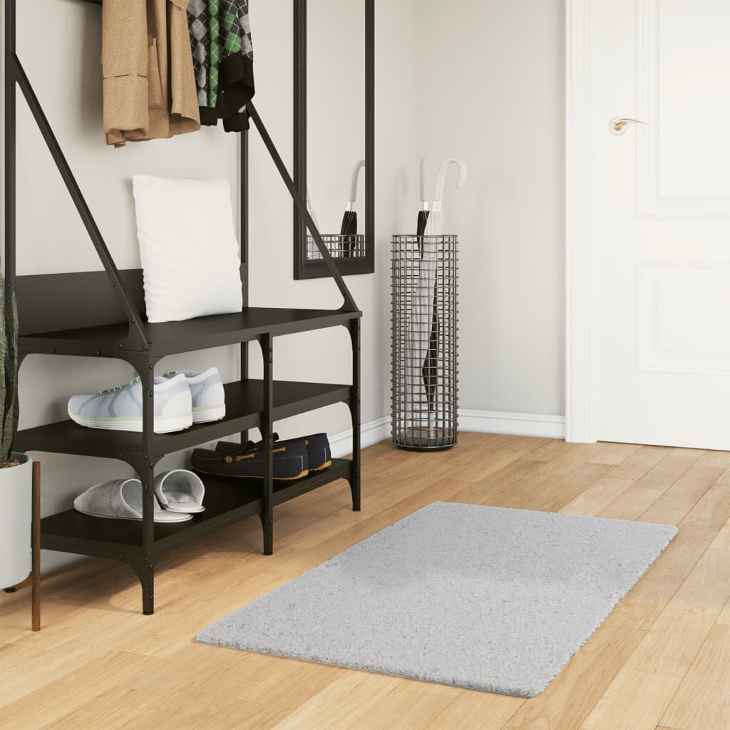 vidaXL Килим HUARTE с къс косъм мек и миещ се сив 60x110 см