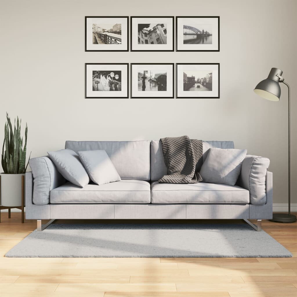 vidaXL Килим HUARTE с къс косъм мек и миещ се сив 80x150 см