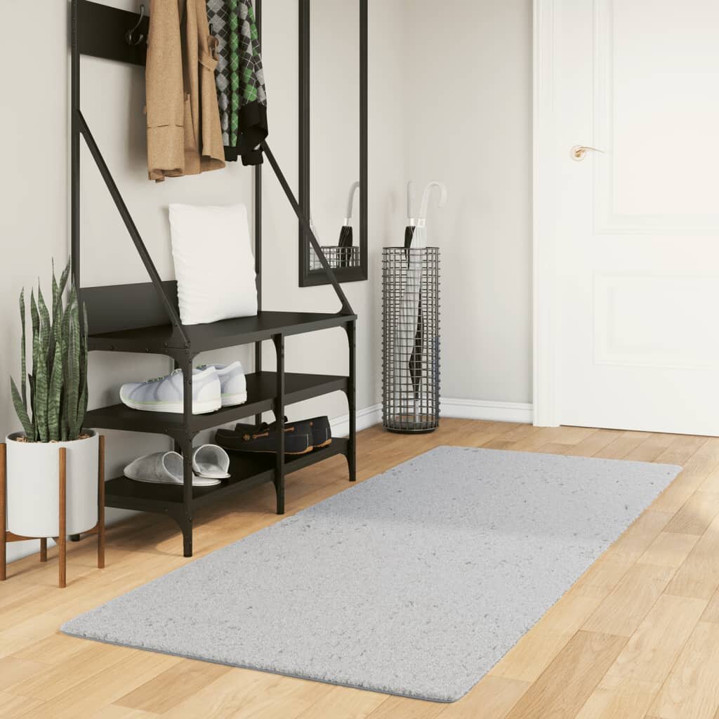 vidaXL Килим HUARTE с къс косъм мек и миещ се сив 80x200 см