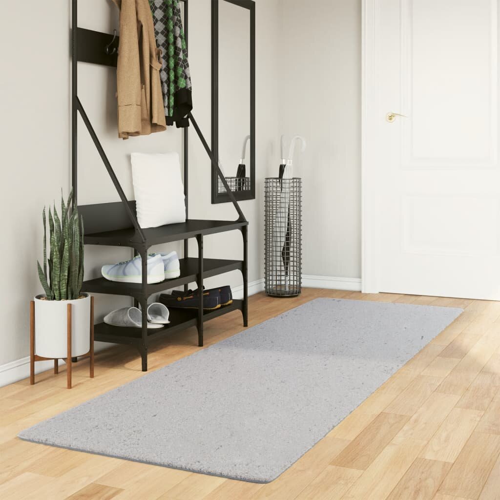 vidaXL Килим HUARTE с къс косъм мек и миещ се сив 80x250 см