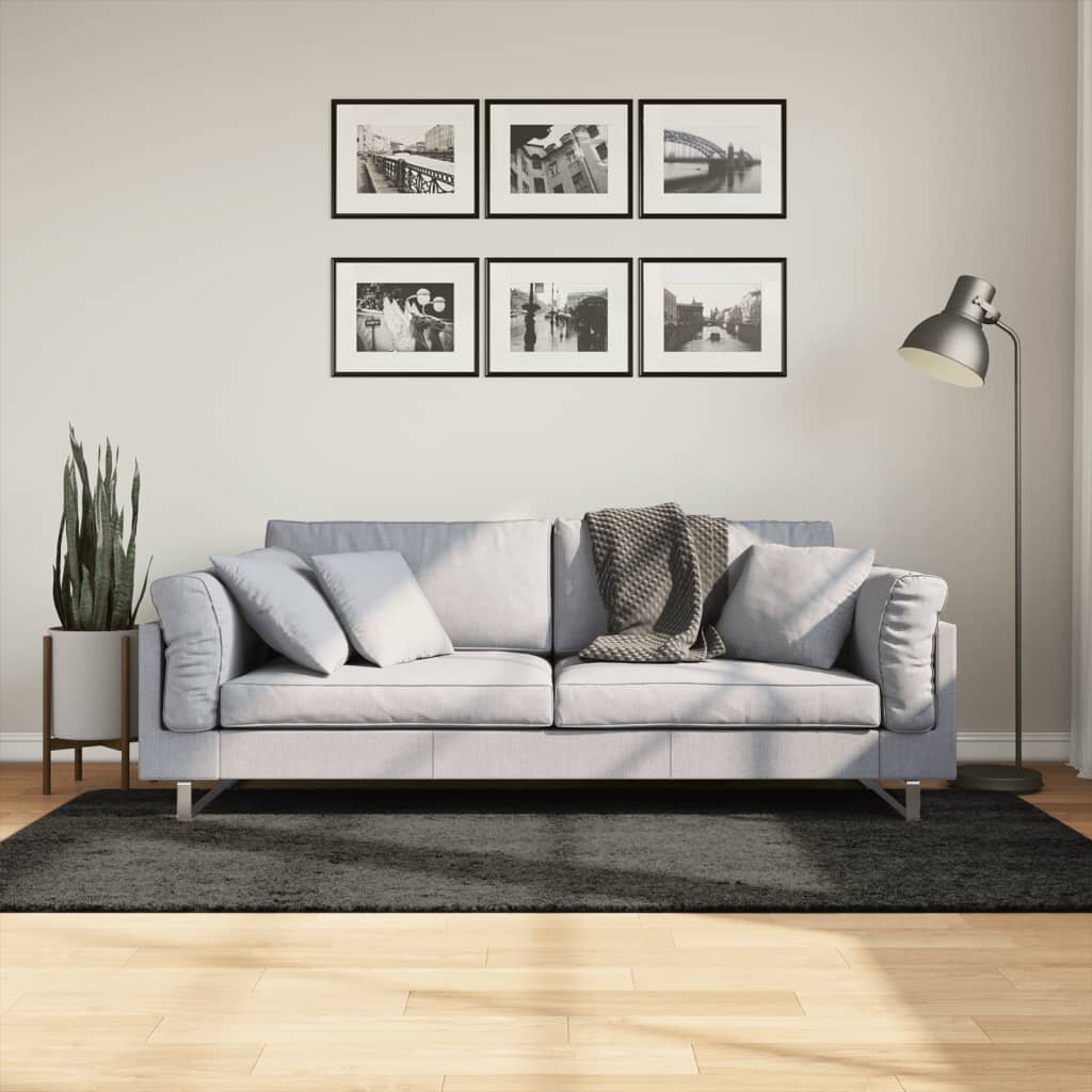 vidaXL Килим ISTAN с дълъг косъм лъскава визия антрацит 100x200 см