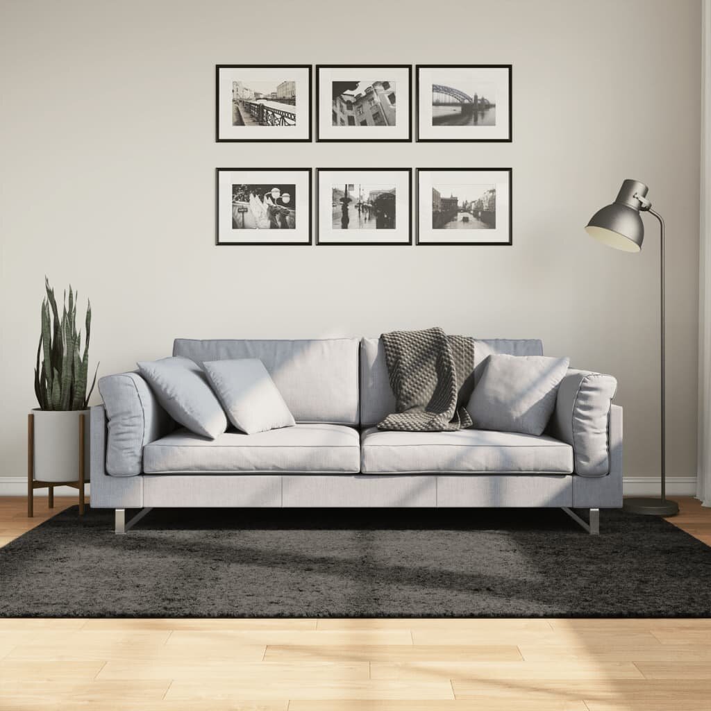 vidaXL Килим ISTAN с дълъг косъм лъскава визия антрацит 140x200 см