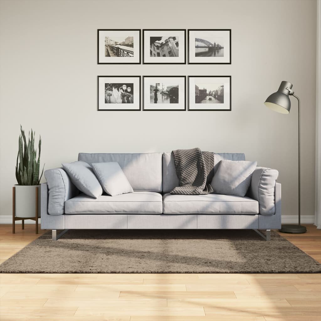 vidaXL Килим ISTAN с дълъг косъм лъскава визия сив 120x170 см