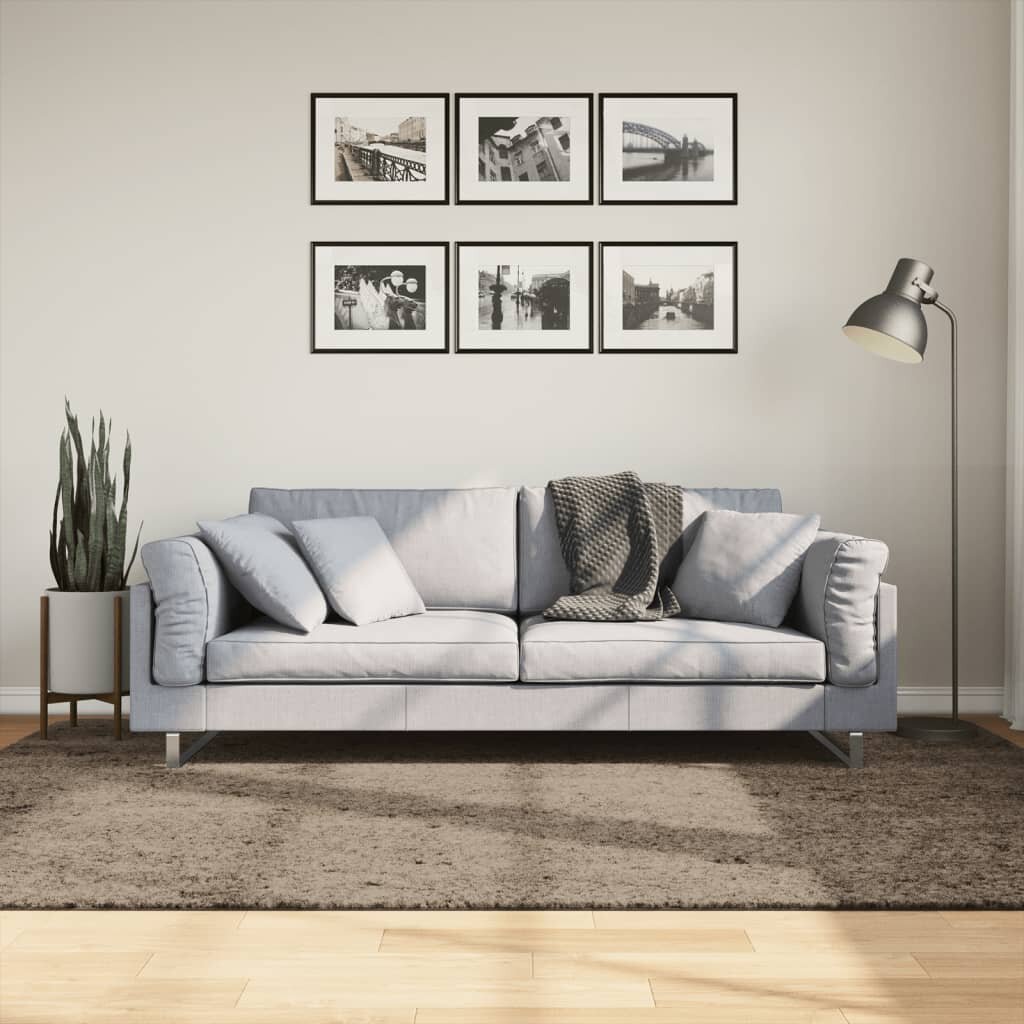 vidaXL Килим ISTAN с дълъг косъм лъскава визия сив 160x230 см