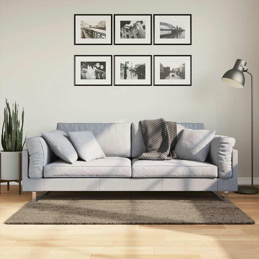 vidaXL Килим ISTAN с дълъг косъм лъскава визия сив 80x150 см