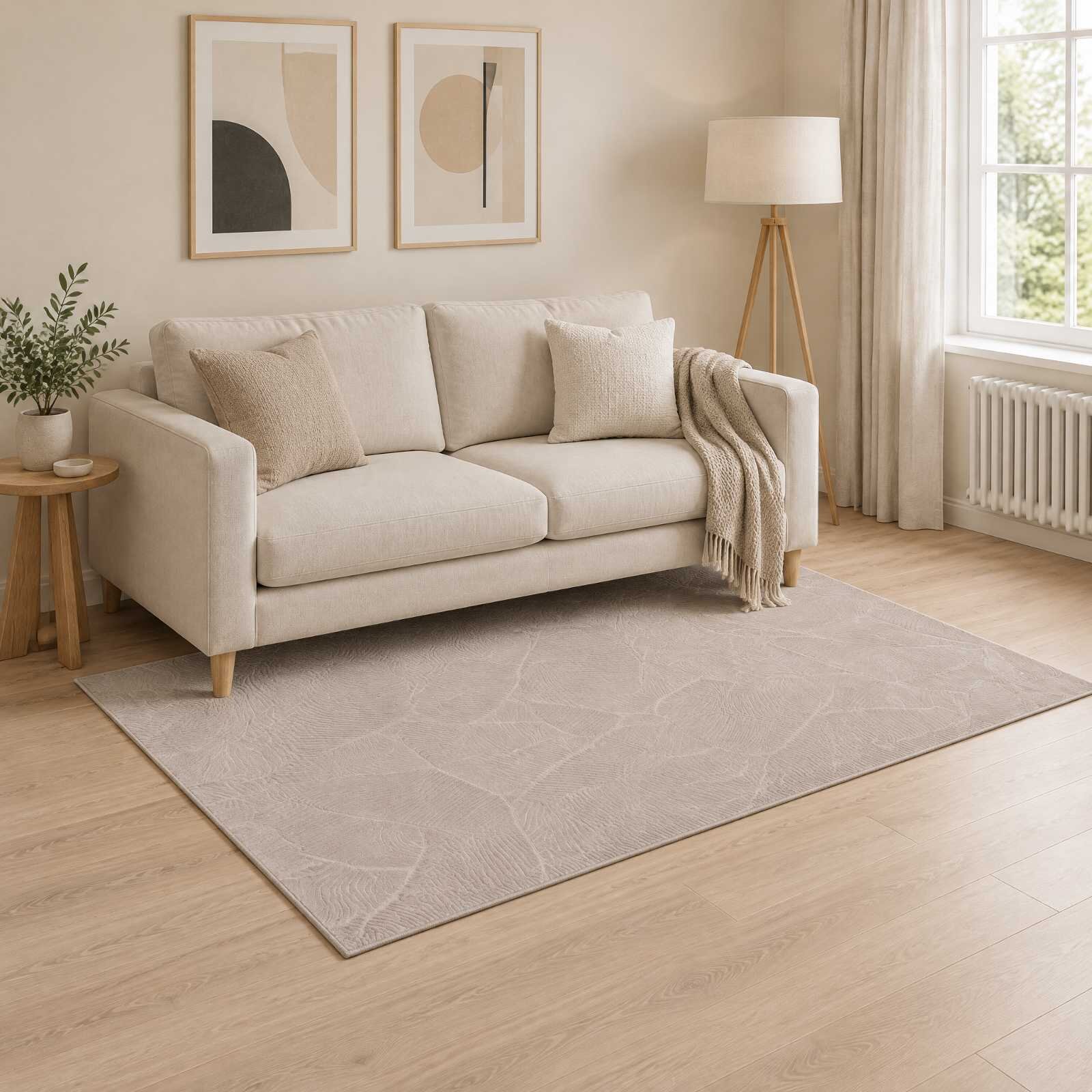 vidaXL Килим IZA Бежово 120 x 170 cm 100% полиестер Нисък косъм
