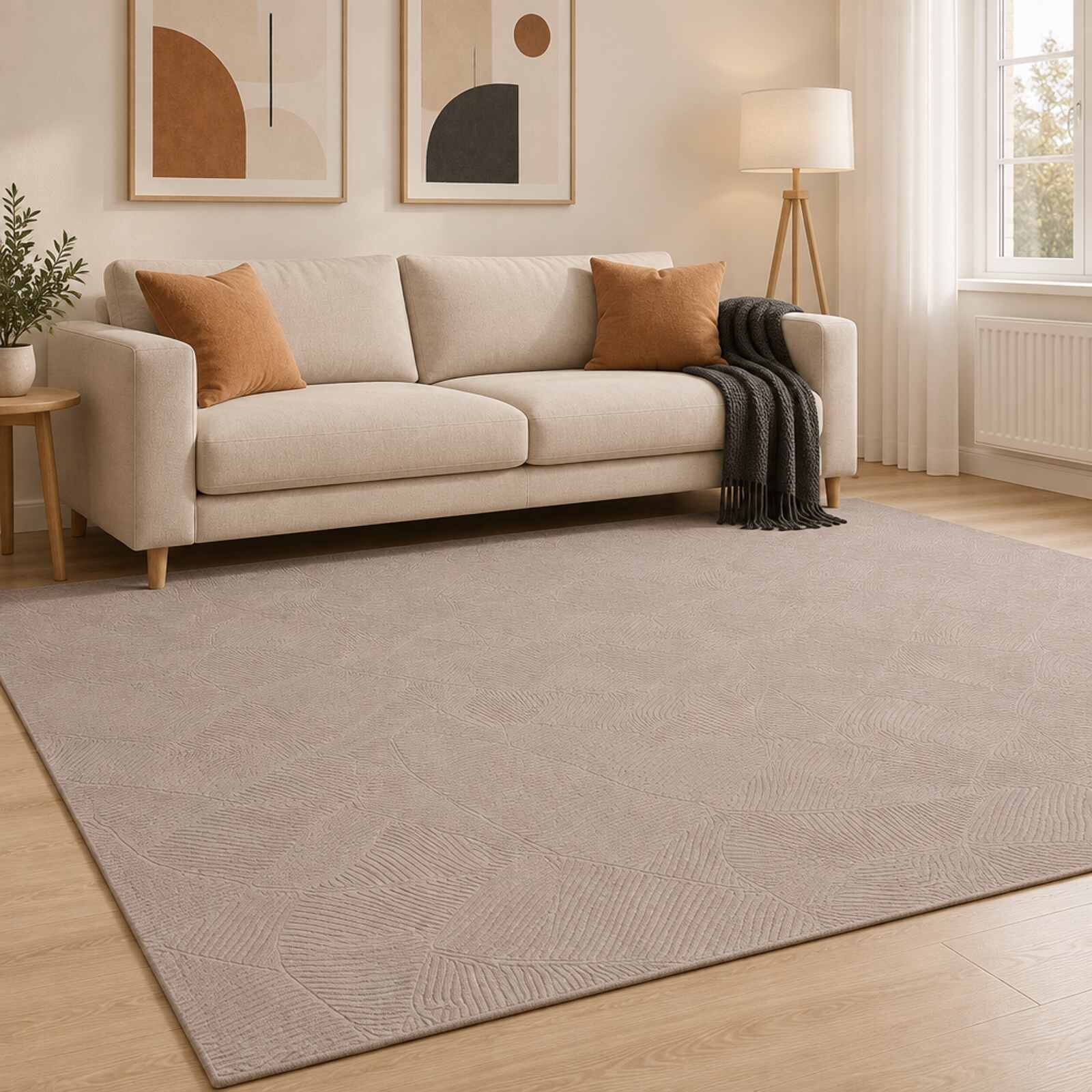 vidaXL Килим IZA Бежово 200 x 280 см 100% полиестер Нисък косъм