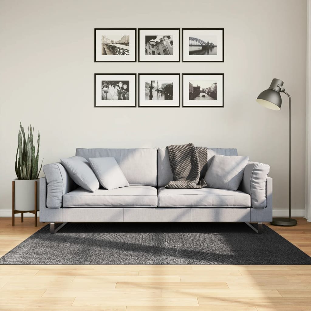 vidaXL Килим IZA с къс косъм скандинавски вид антрацит 120x170 см