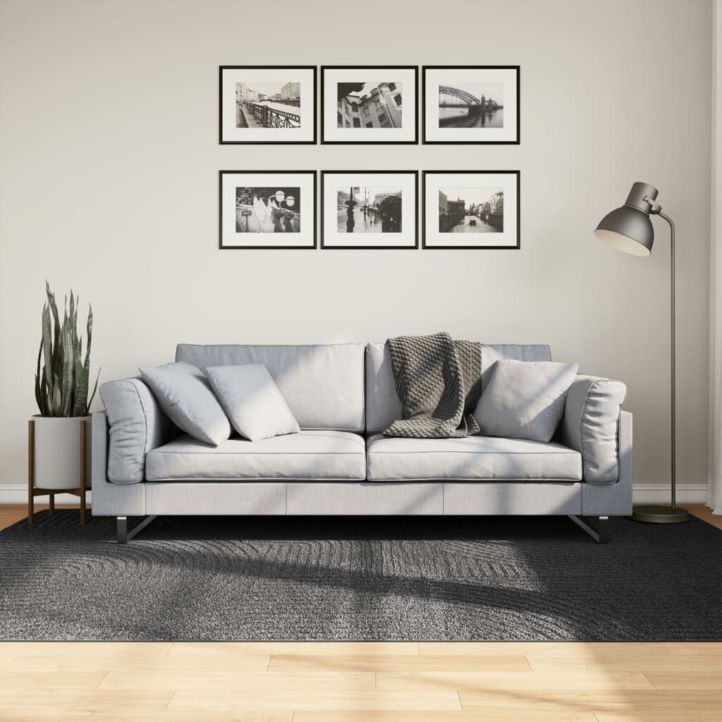 vidaXL Килим IZA с къс косъм скандинавски вид антрацит 160x230 см