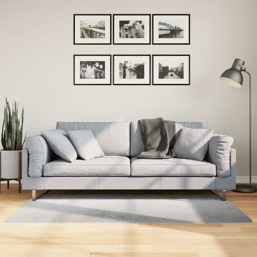 vidaXL Килим IZA с къс косъм скандинавски вид сив 80x150 см