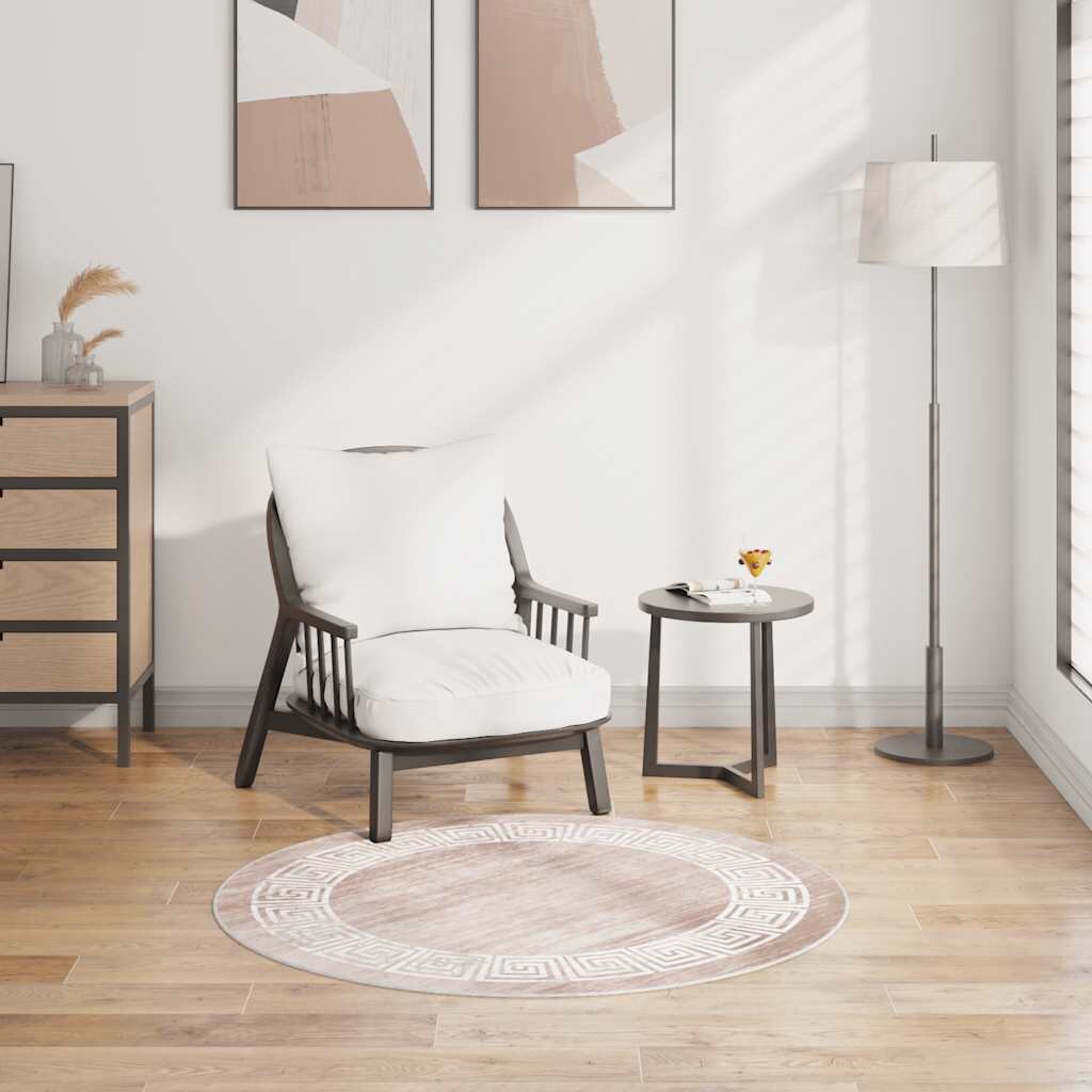vidaXL Килим миещ се 120 см бежов