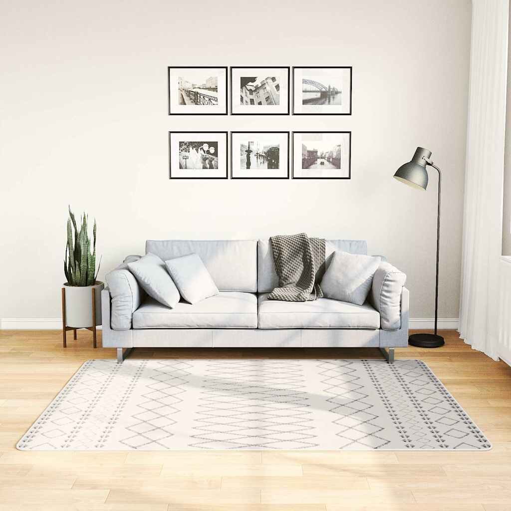 vidaXL Килим миещ се 120x180 см черно и бяло