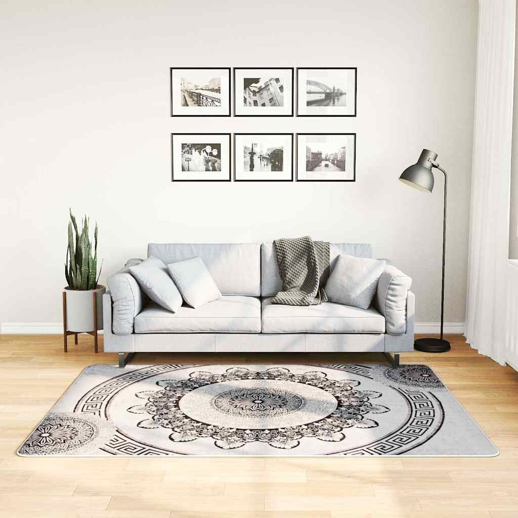 vidaXL Килим миещ се 120x180 см черно и сиво