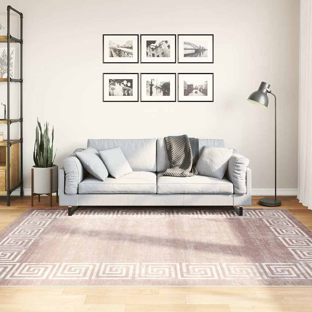vidaXL Килим миещ се 160x230 см бежов противоплъзгащ
