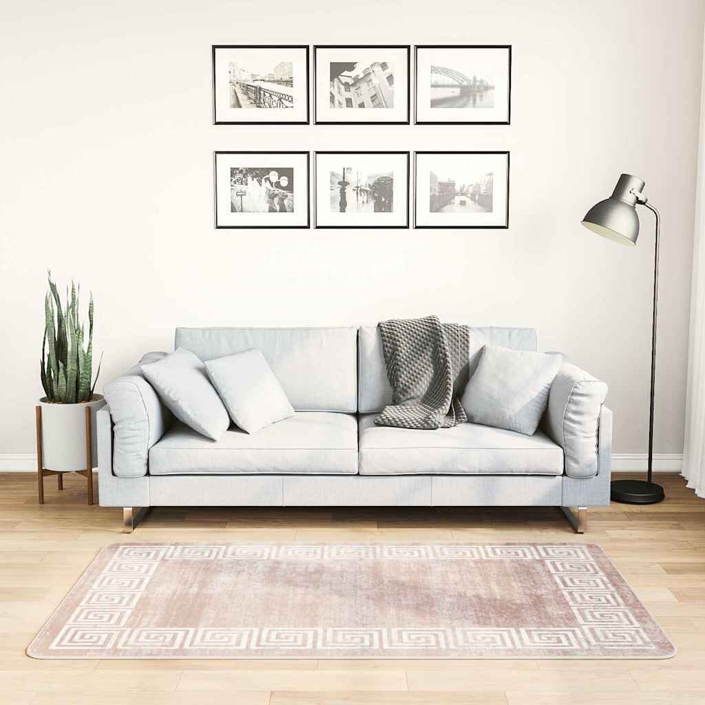 vidaXL Килим миещ се бежов 80x150 см