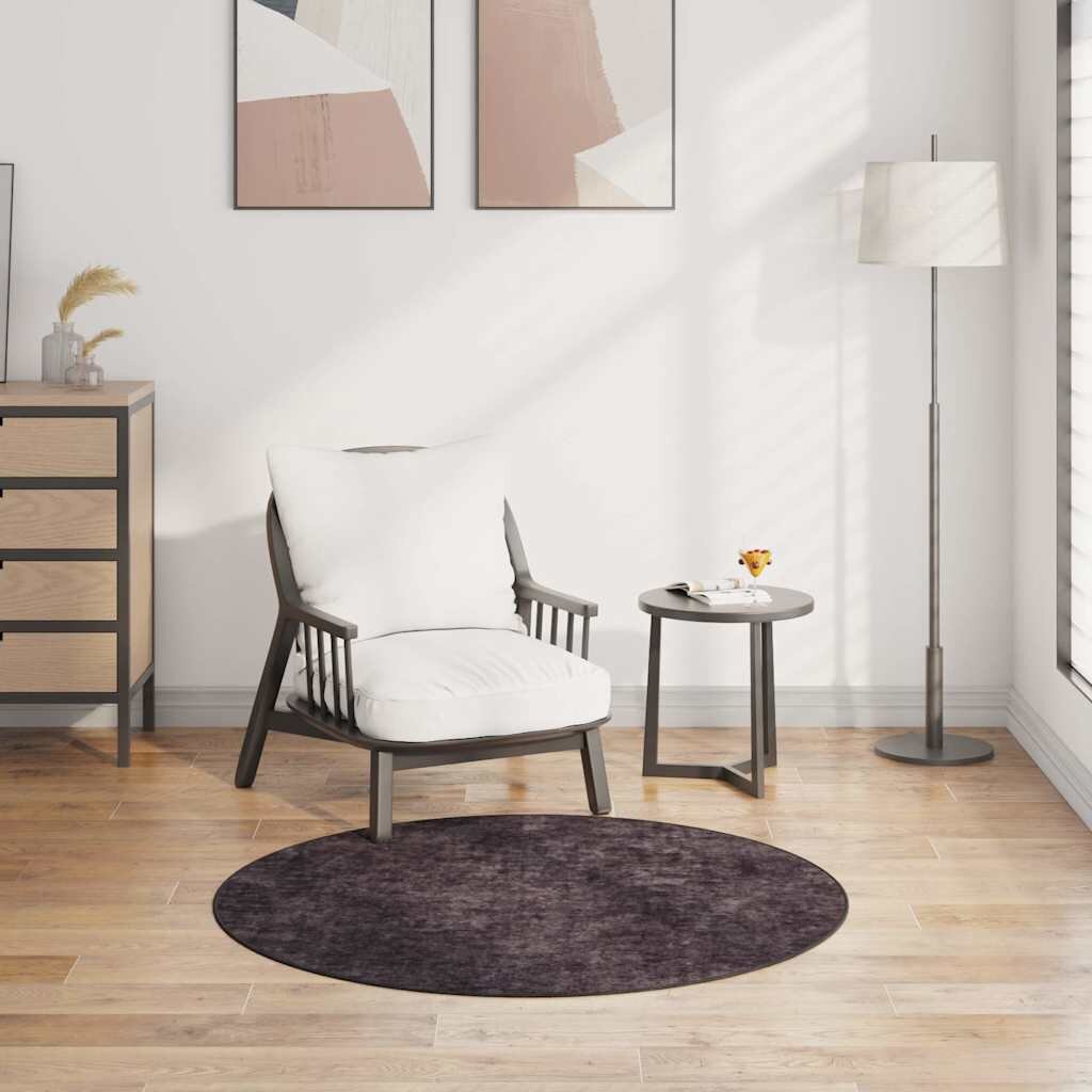 vidaXL Килим миещ се φ120 см антрацит