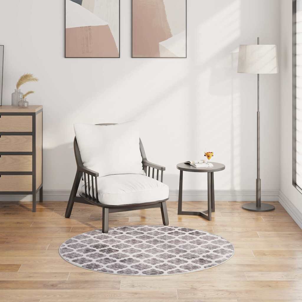 vidaXL Килим миещ се φ120 см пъстър