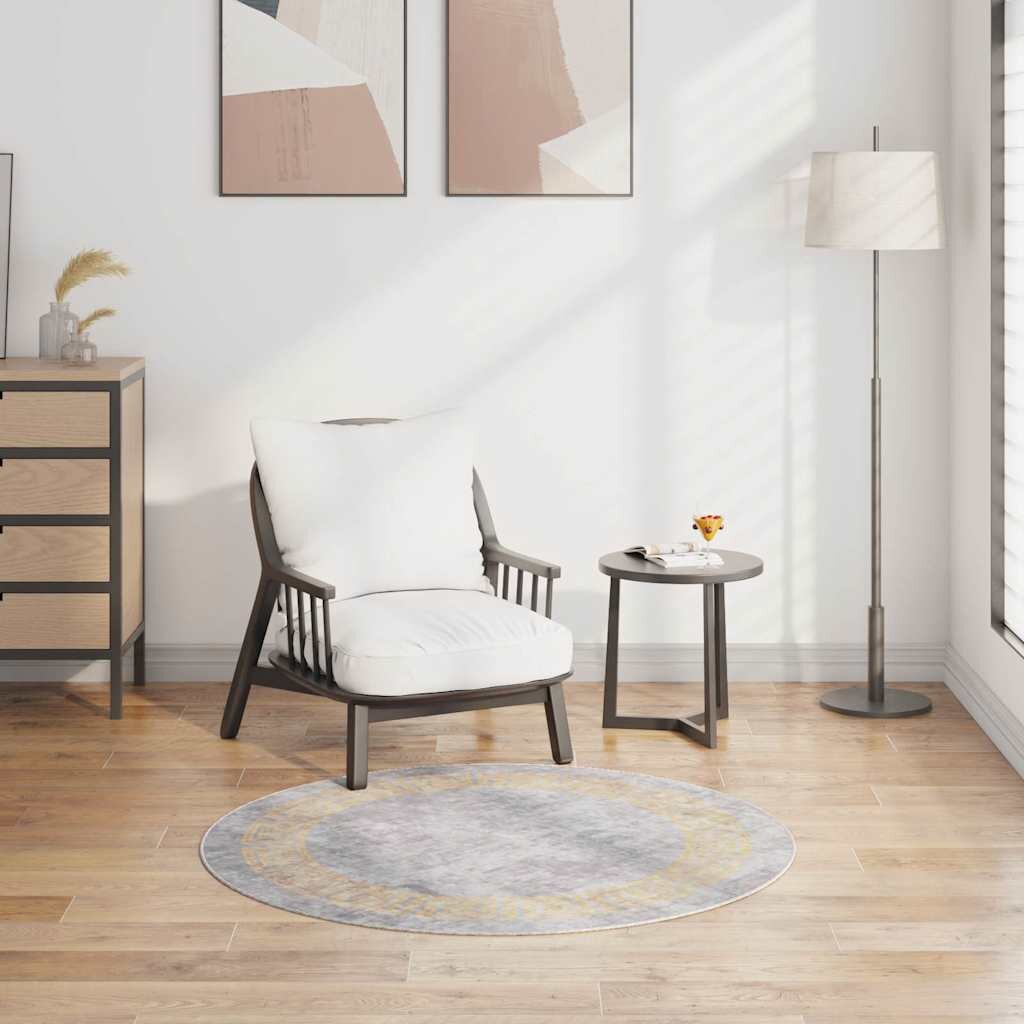 vidaXL Килим миещ се φ120 см сив