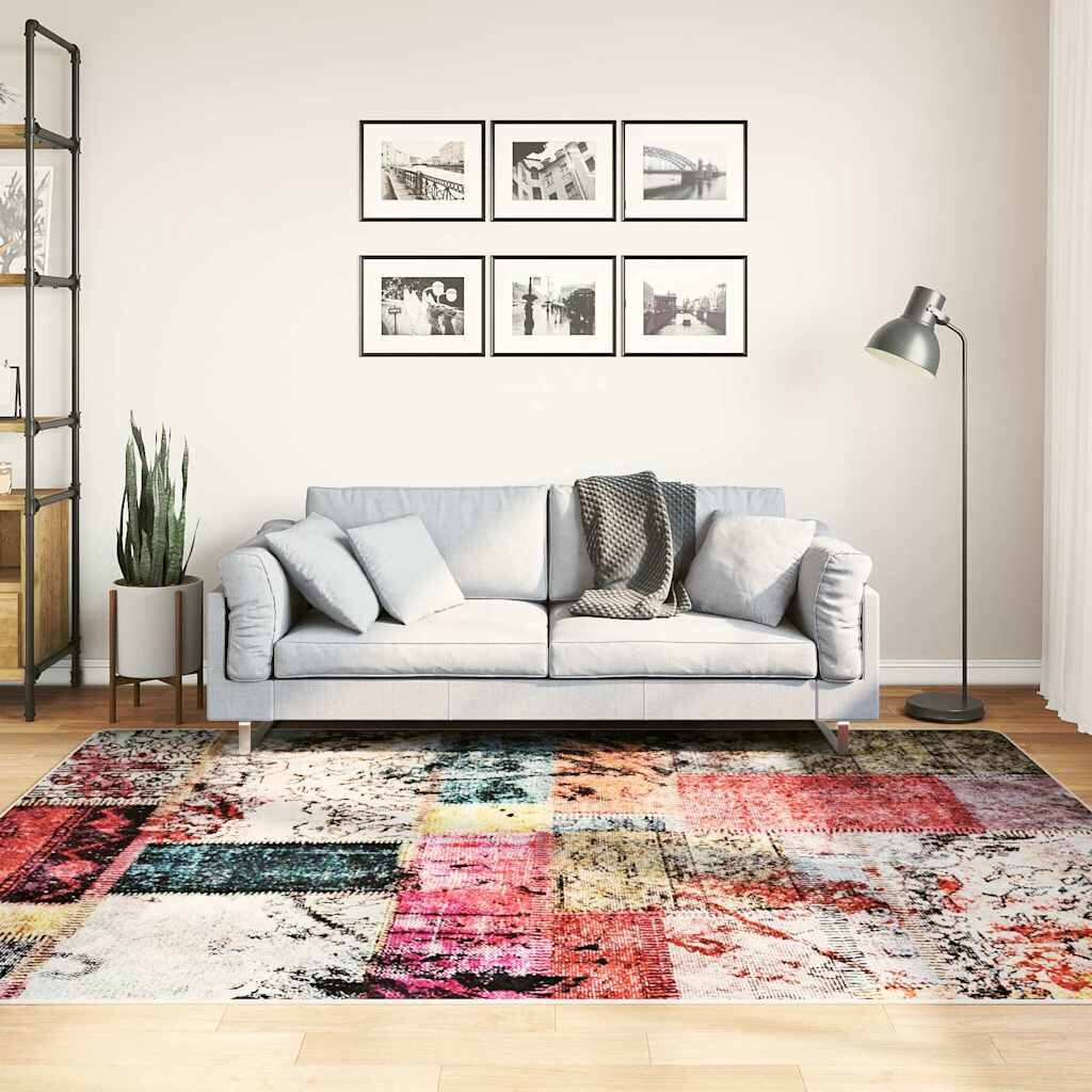 vidaXL Килим миещ се пачуърк 160x230 см пъстър