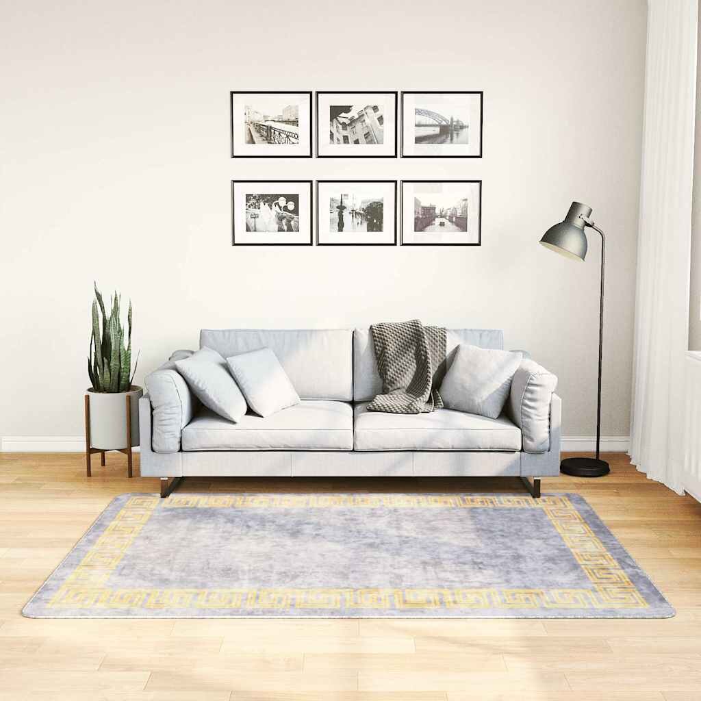 vidaXL Килим миещ се сив 120x180 см