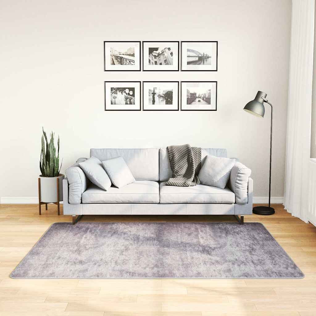 vidaXL Килим миещ се сив 120x180 см