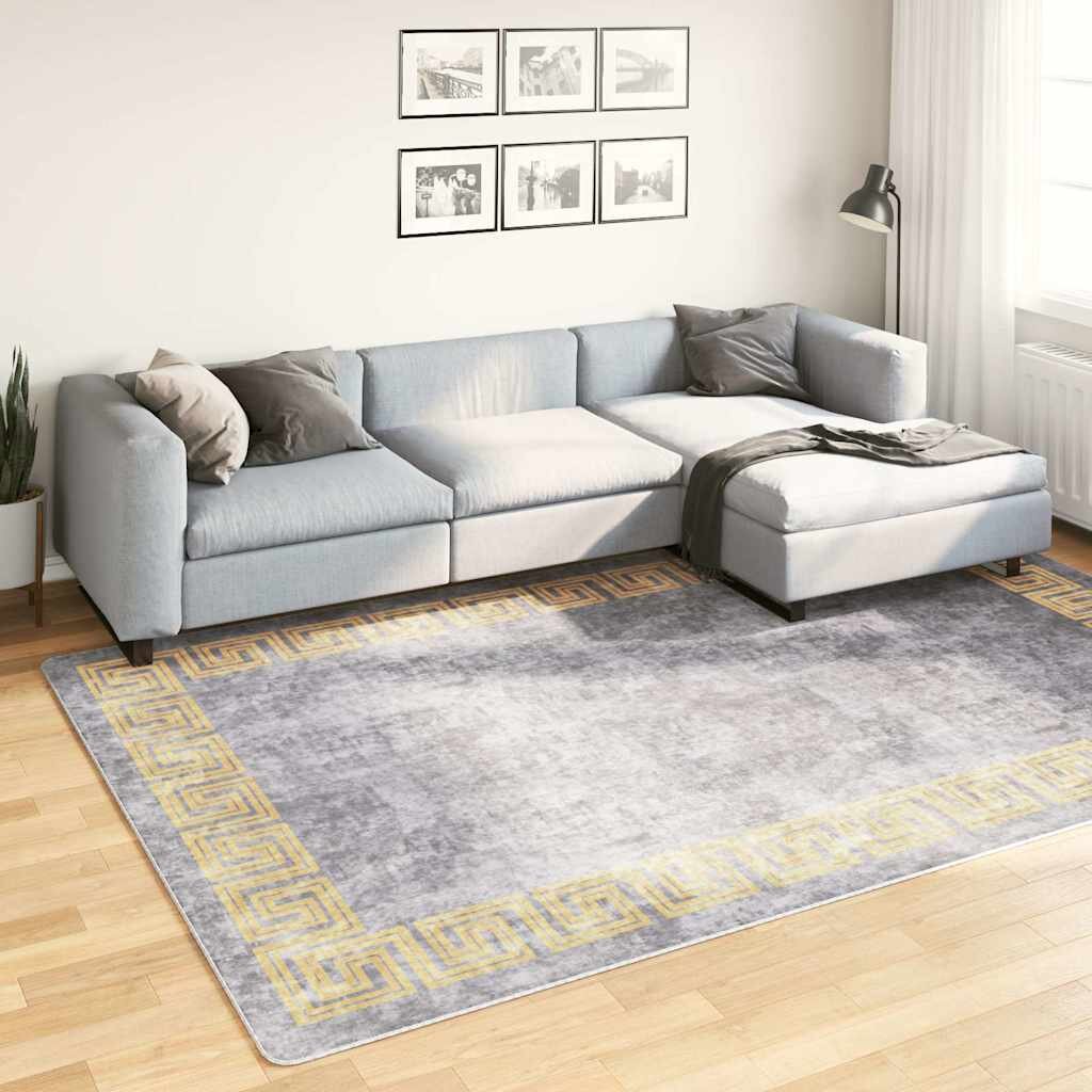 vidaXL Килим миещ се сив 190x300 см