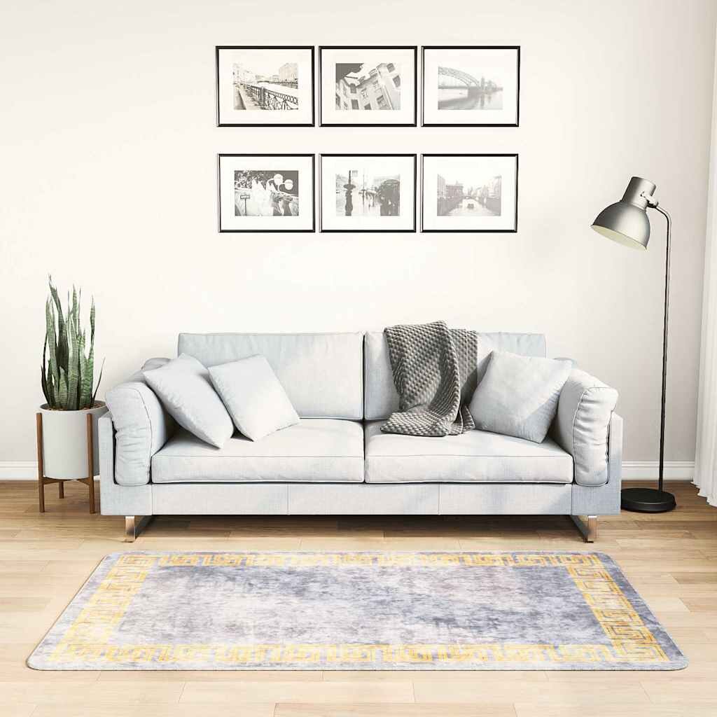 vidaXL Килим миещ се сив 80x150 см