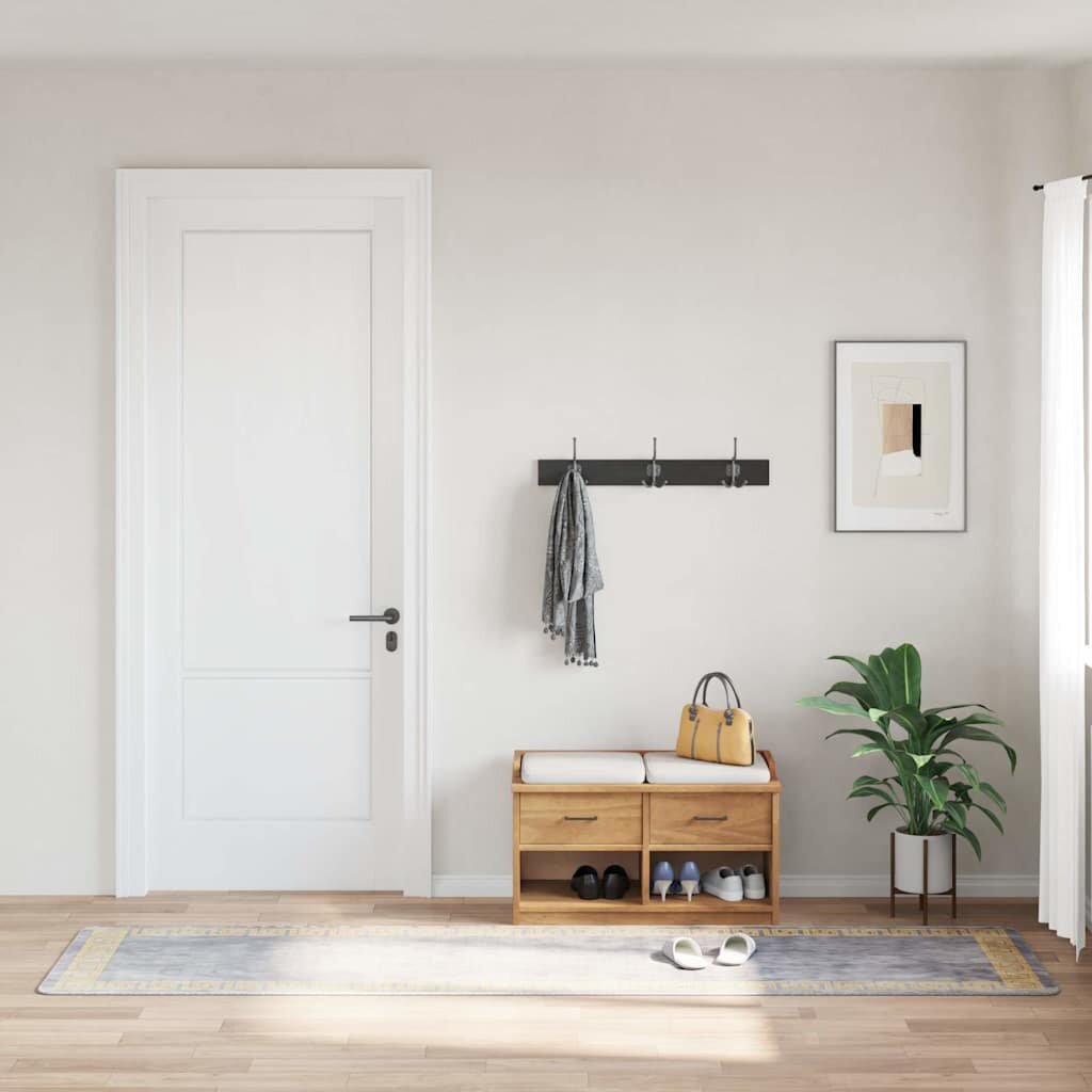 vidaXL Килим миещ се сив 80x300 см