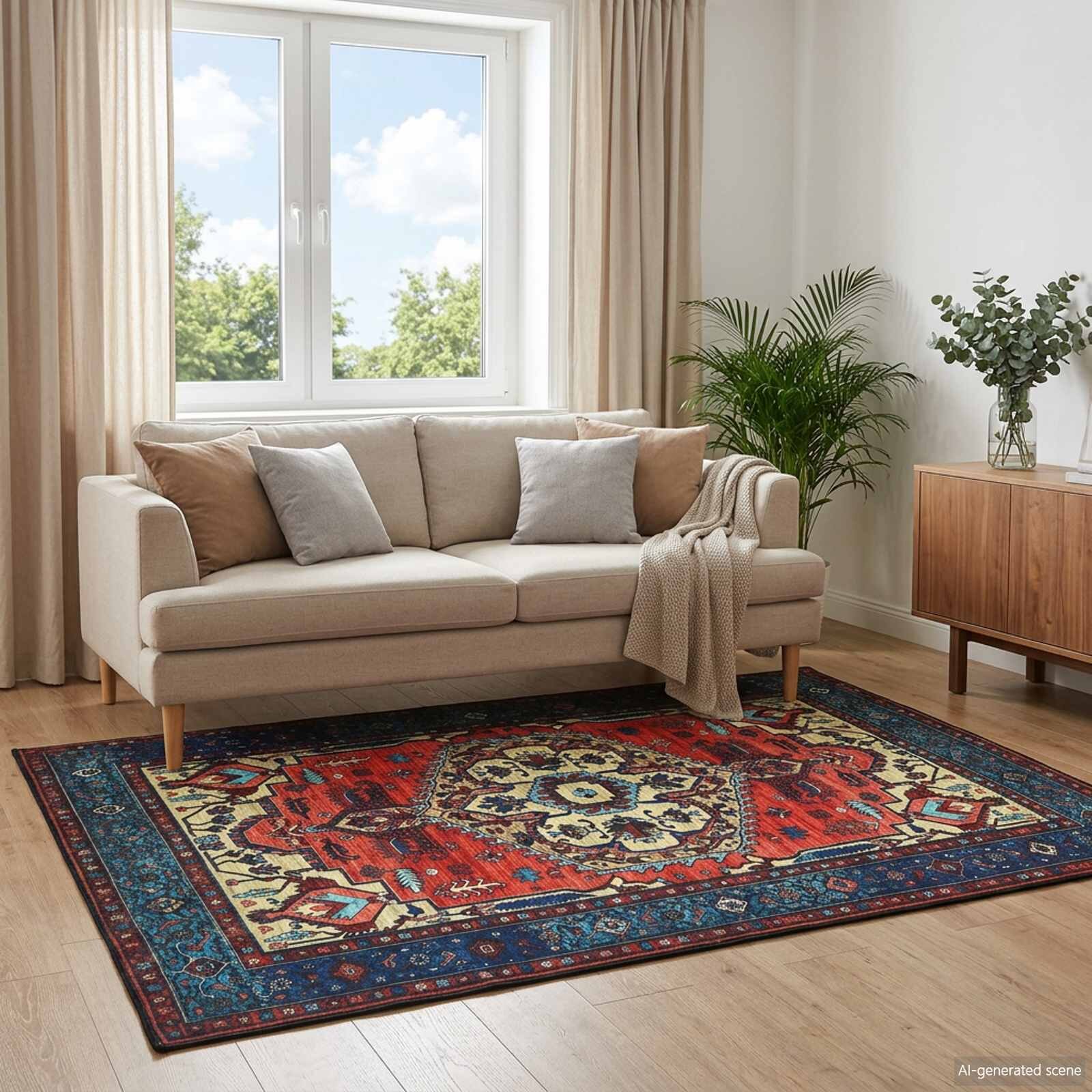 vidaXL Килим ORIZ Червено 200 x 200 cm 100% полиестер