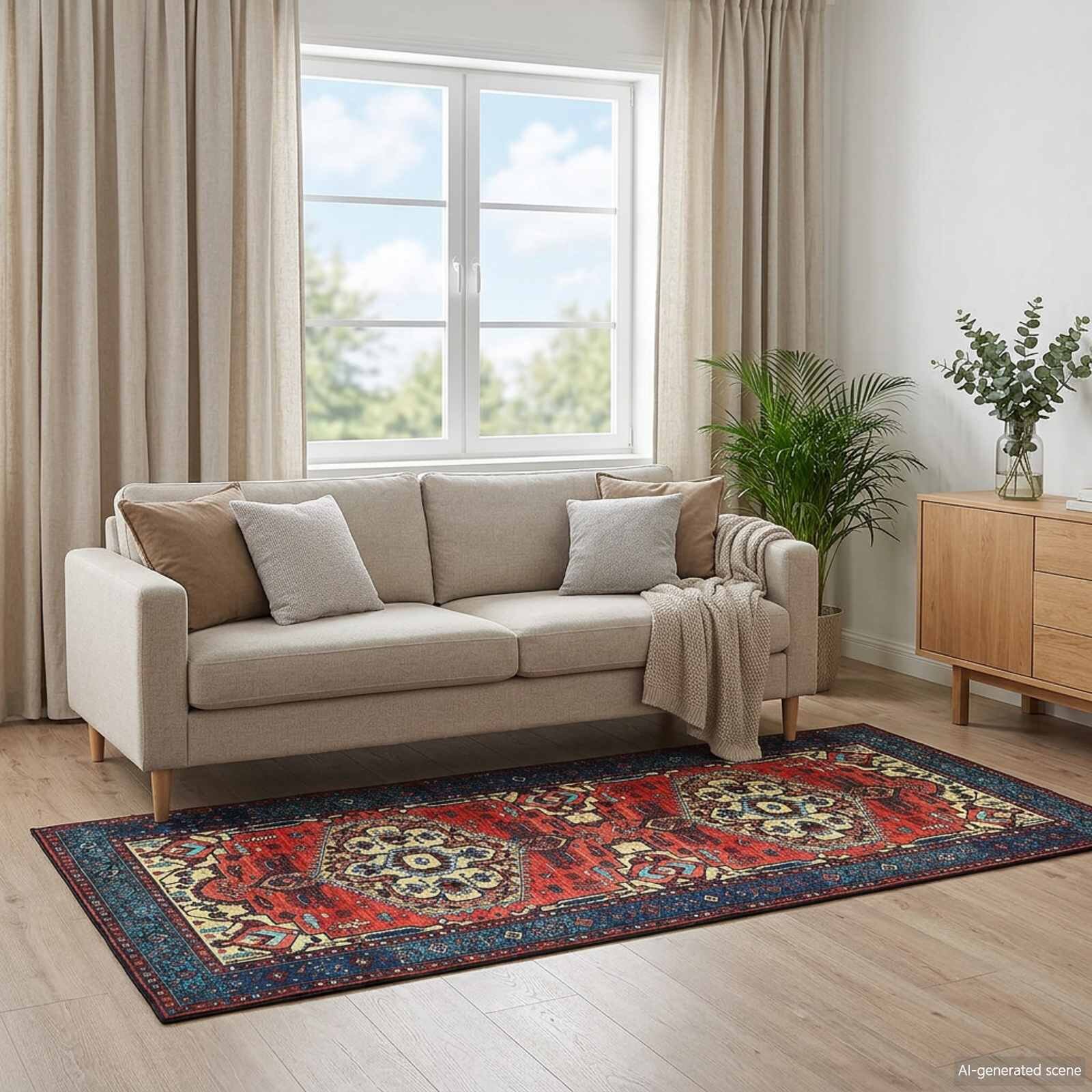 vidaXL Килим ORIZ Червено 80 x 200 cm 100% полиестер