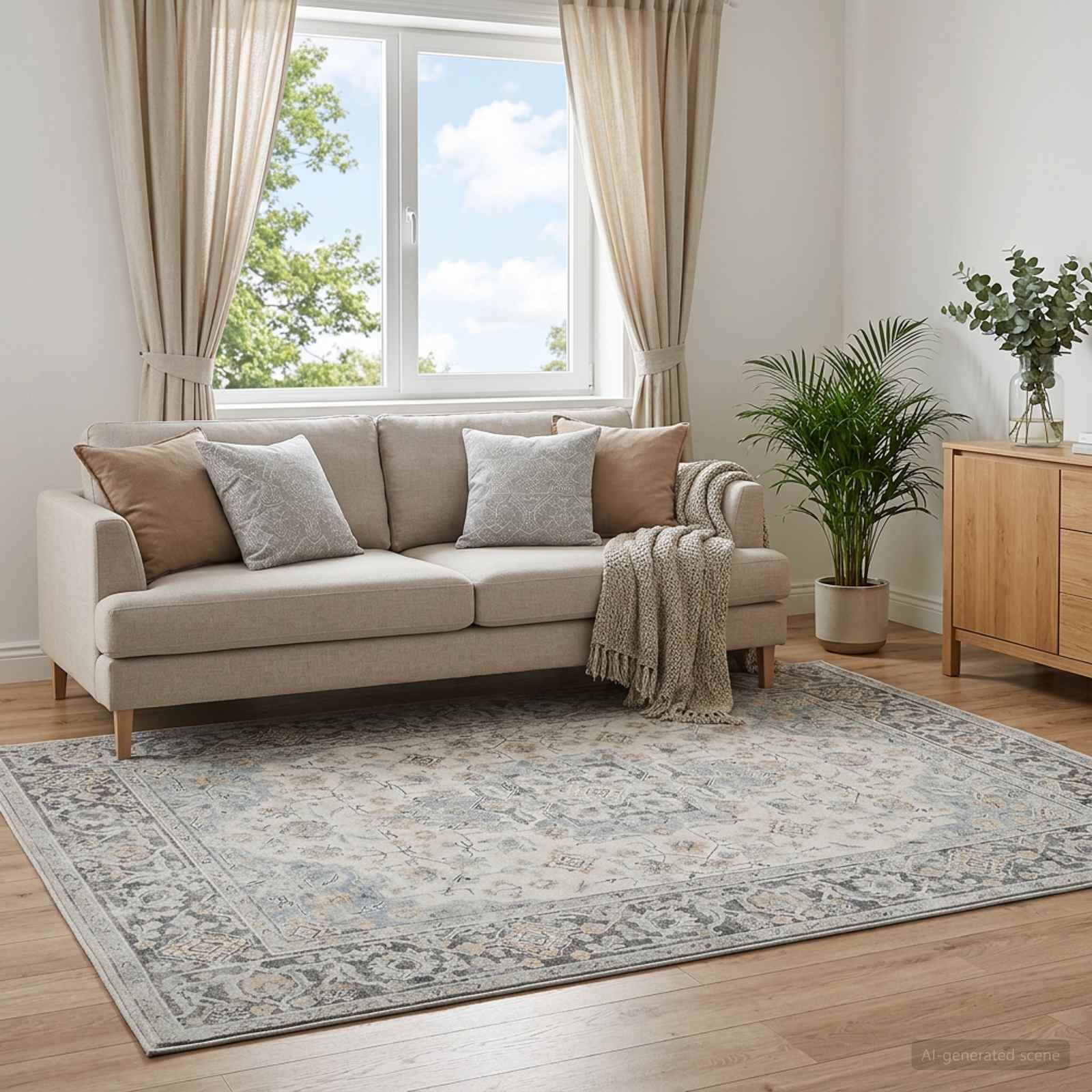vidaXL Килим ORIZ Кремаво 120 x 170 cm 100% полиестер