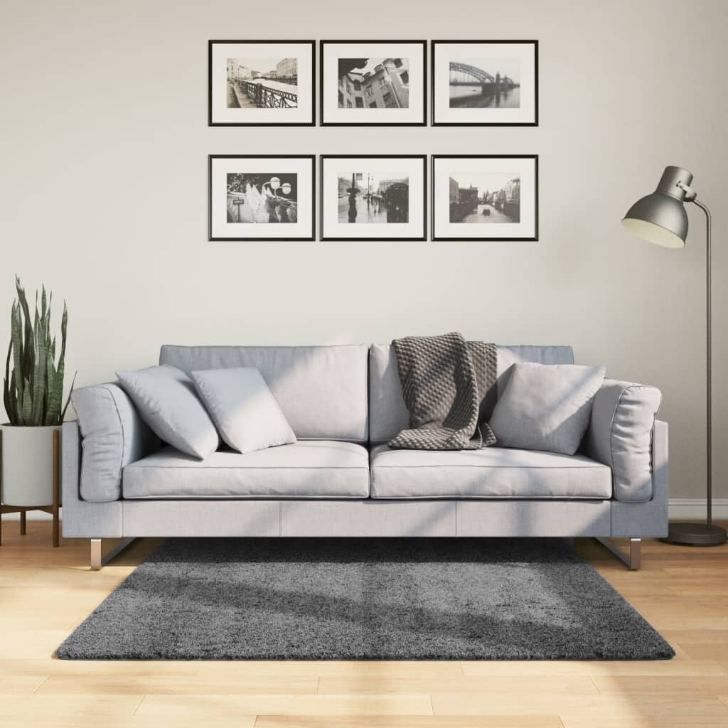 vidaXL Килим OVIEDO с къс косъм антрацит 120x120 см