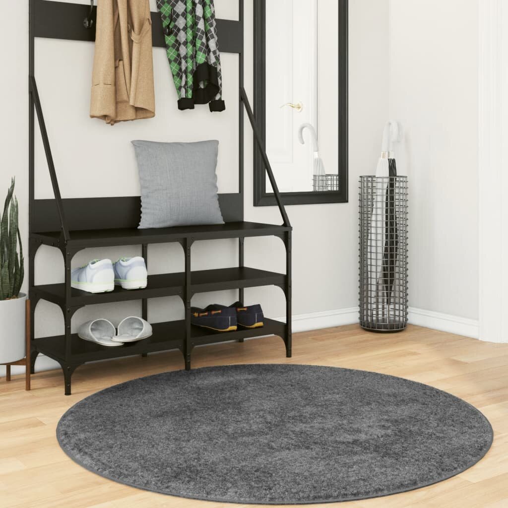 vidaXL Килим OVIEDO с къс косъм антрацит Ø 120 см