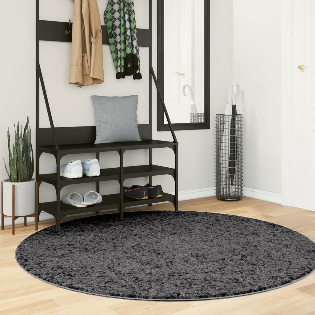 vidaXL Килим OVIEDO с къс косъм антрацит Ø 160 см