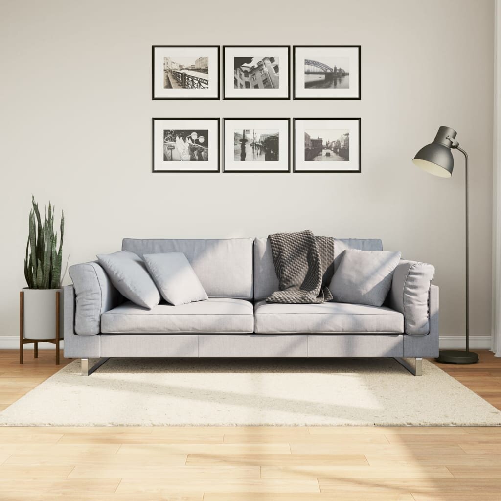 vidaXL Килим OVIEDO с къс косъм бежов 120x120 см