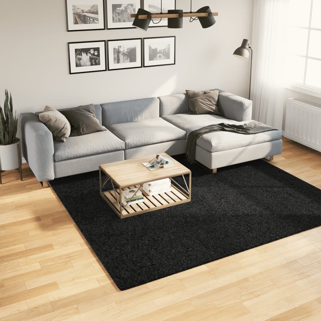vidaXL Килим OVIEDO с къс косъм черен 240x240 см