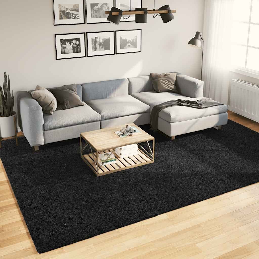 vidaXL Килим OVIEDO с къс косъм черен 240x340 см