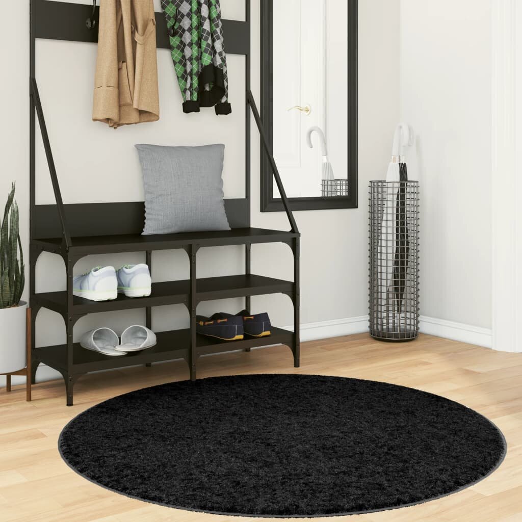 vidaXL Килим OVIEDO с къс косъм черен Ø 120 см