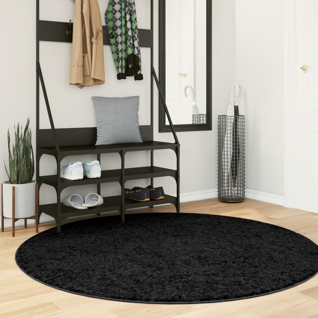 vidaXL Килим OVIEDO с къс косъм черен Ø 160 см