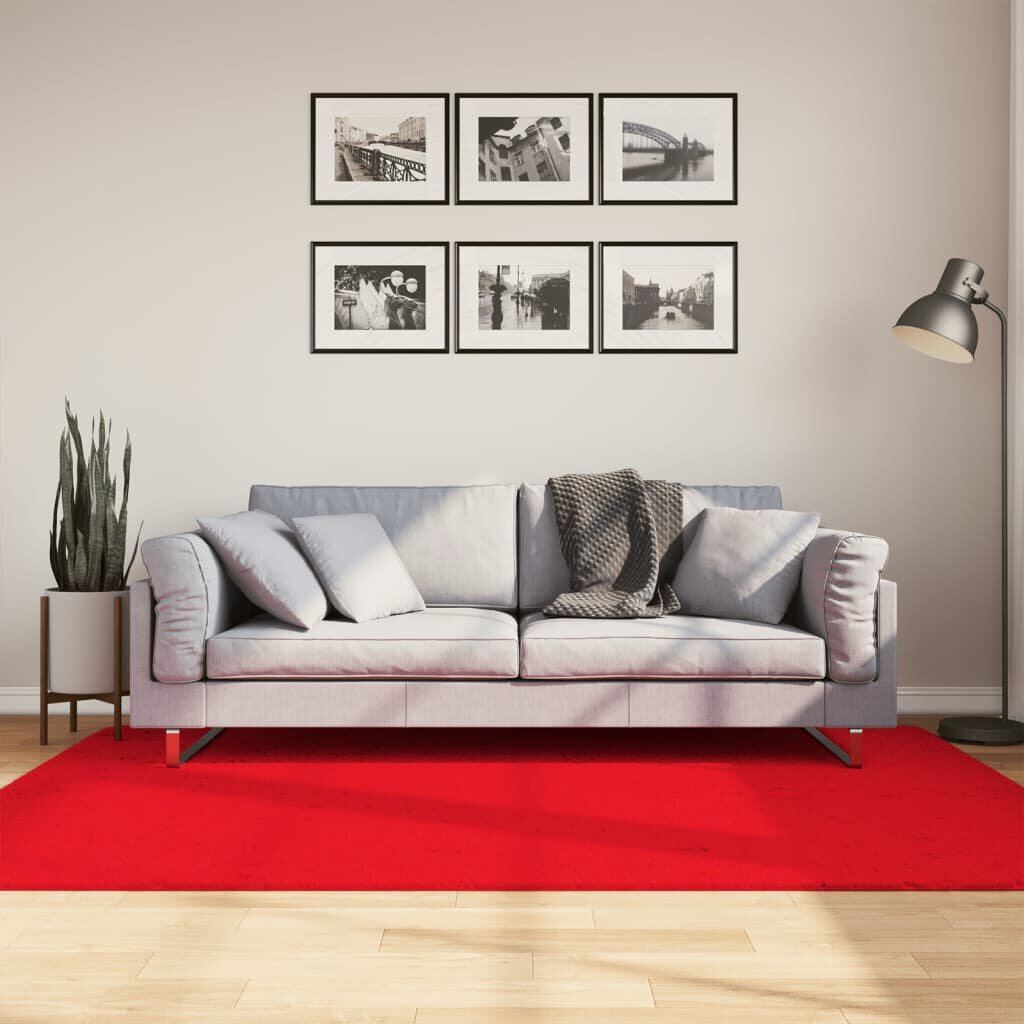 vidaXL Килим OVIEDO с къс косъм червен 140x200 см