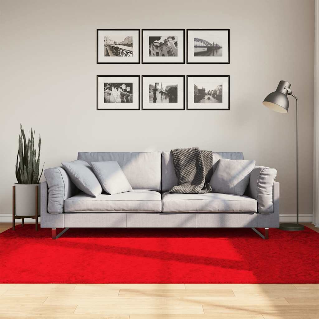 vidaXL Килим OVIEDO с къс косъм червен 160x230 см