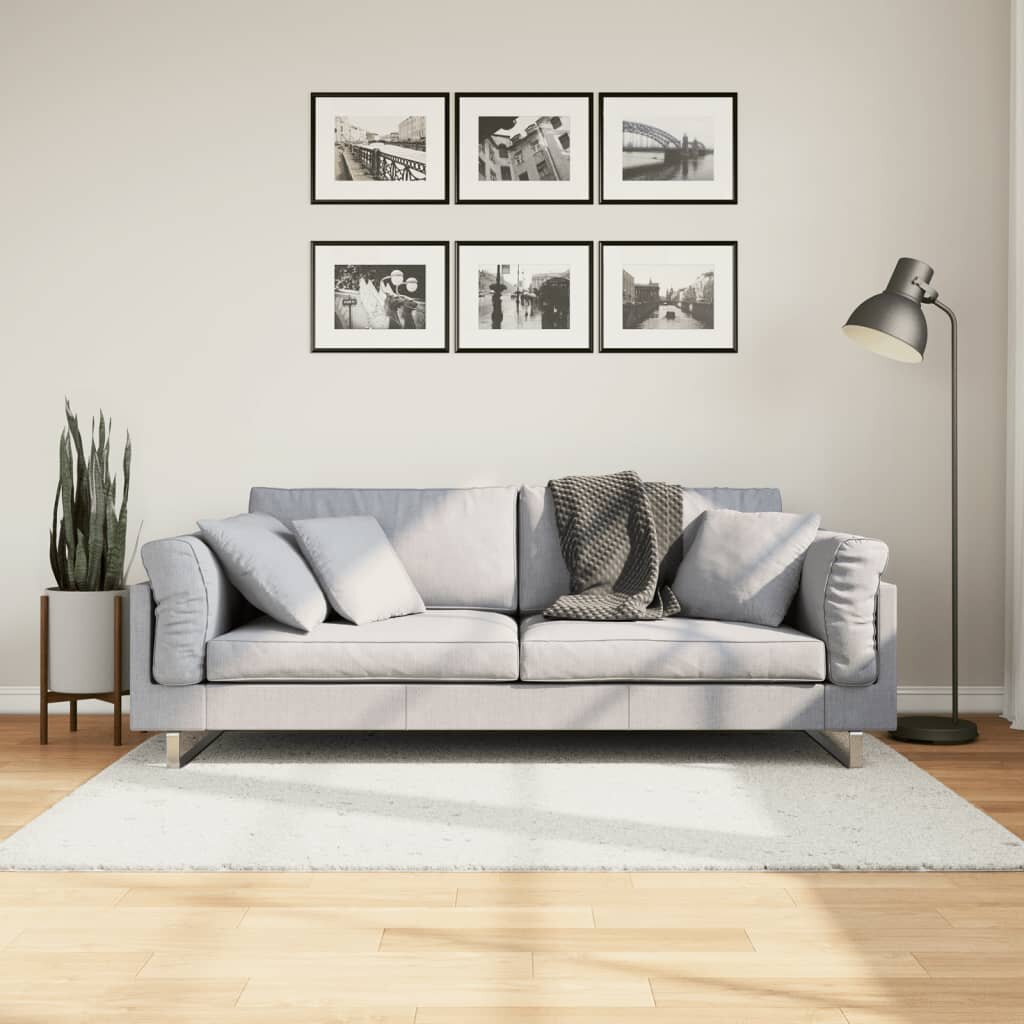 vidaXL Килим OVIEDO с къс косъм кремав 120x120 см