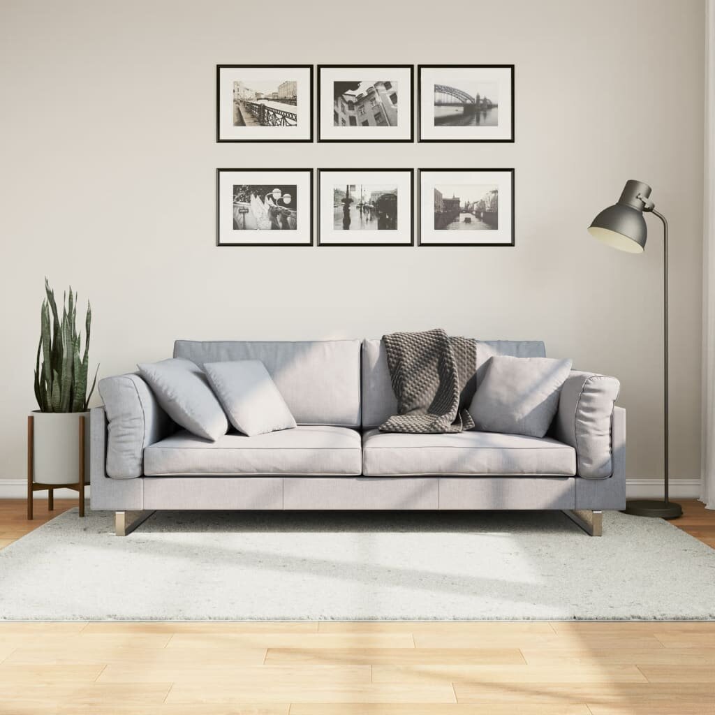 vidaXL Килим OVIEDO с къс косъм кремав 140x200 см