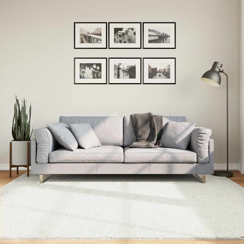 vidaXL Килим OVIEDO с къс косъм кремав 200x200 см