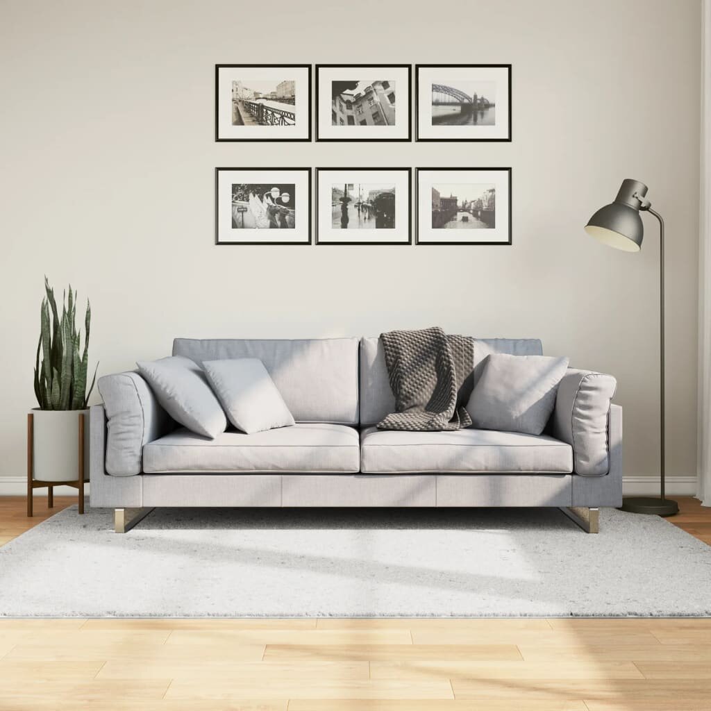vidaXL Килим OVIEDO с къс косъм сив 140x200 см
