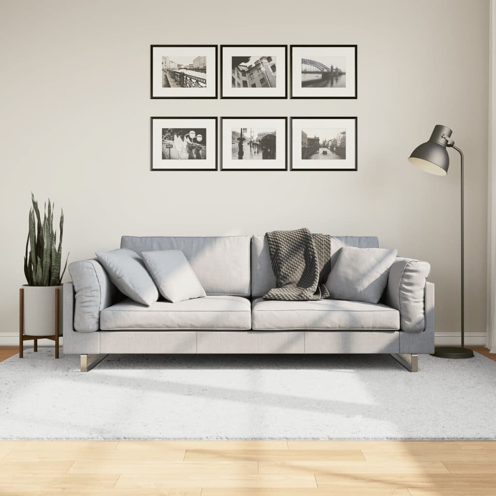 vidaXL Килим OVIEDO с къс косъм сив 160x230 см