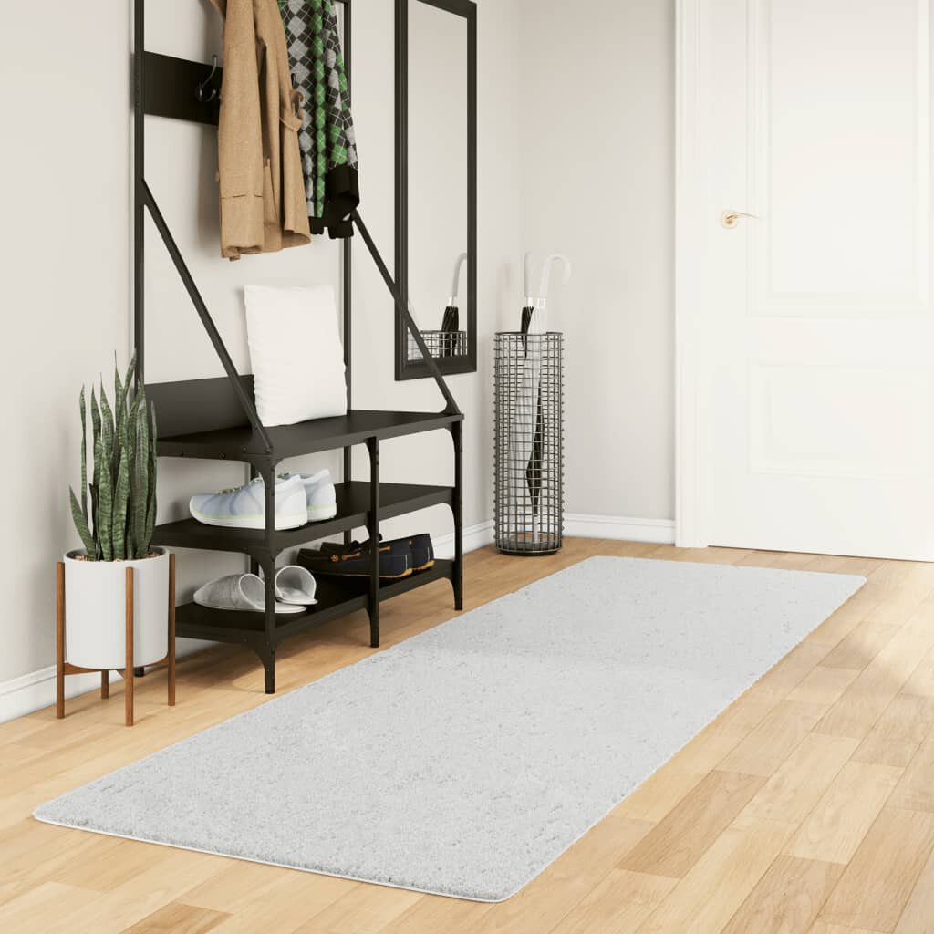 vidaXL Килим OVIEDO с къс косъм сив 80x250 см