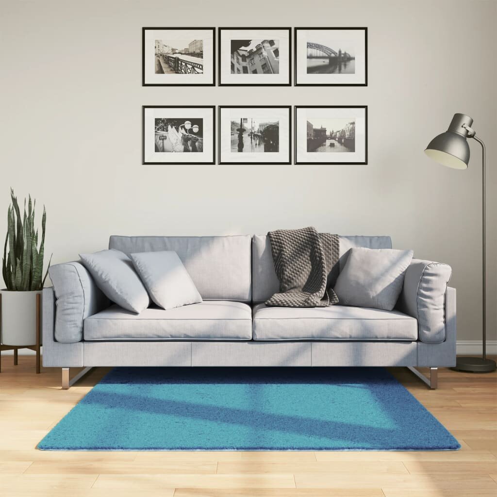 vidaXL Килим OVIEDO с къс косъм тюркоаз 120x120 см