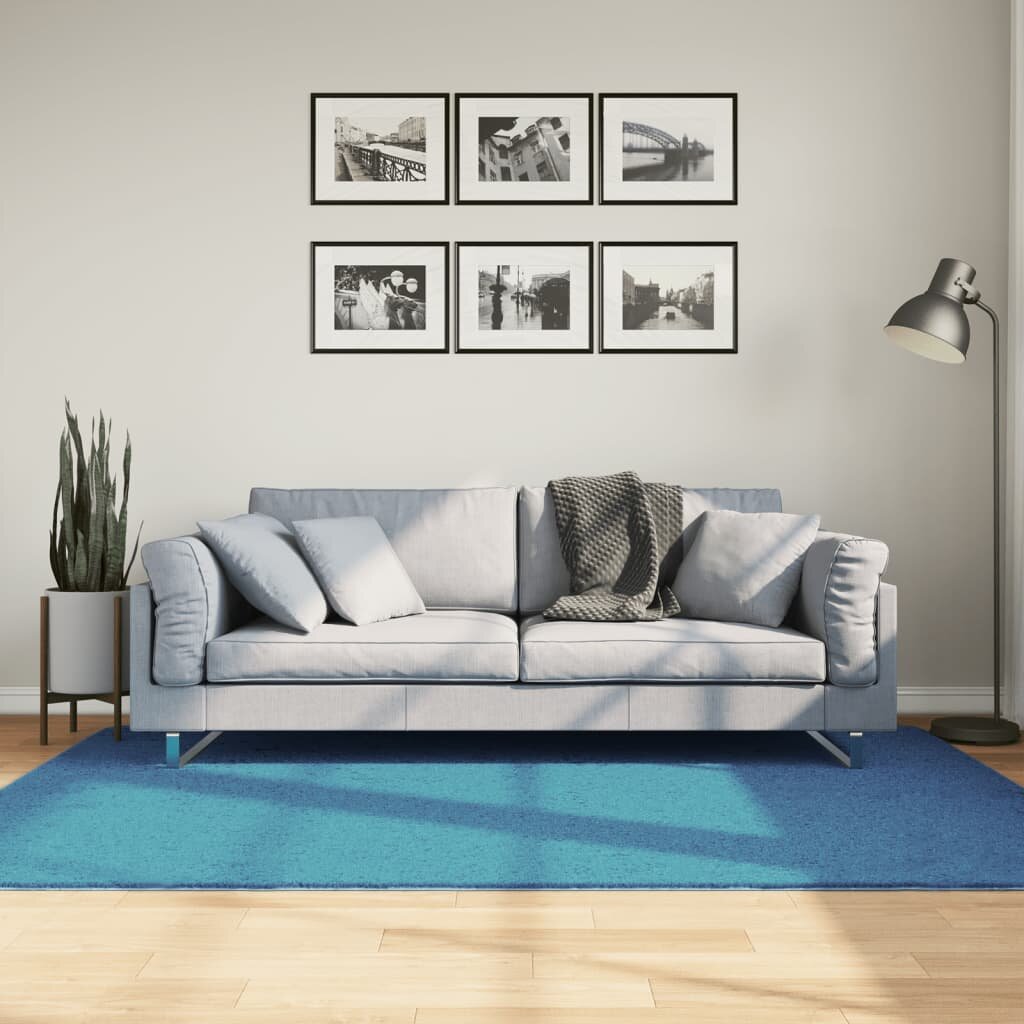 vidaXL Килим OVIEDO с къс косъм тюркоаз 140x200 см